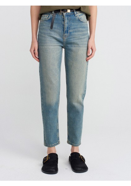 71779 Lazer Yıkama Likralı Denim Mom Pantolon-Tint modelleri