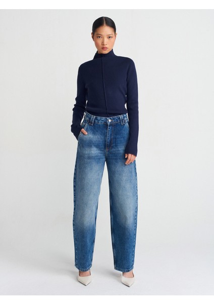 71756 Bol Kesim Balon Denim Pantolon-Tint