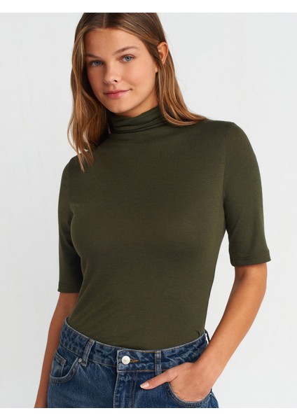 31417 Balıkçı Yaka Top-Açık Haki