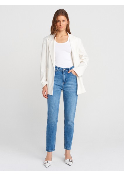 71786 Slim Denim Mom Pantolon-Mavi