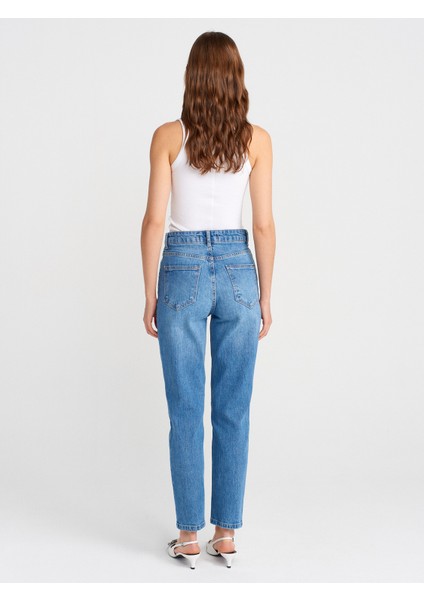71786 Slim Denim Mom Pantolon-Mavi fiyatları