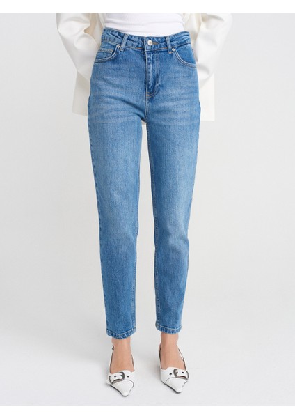 71786 Slim Denim Mom Pantolon-Mavi modelleri