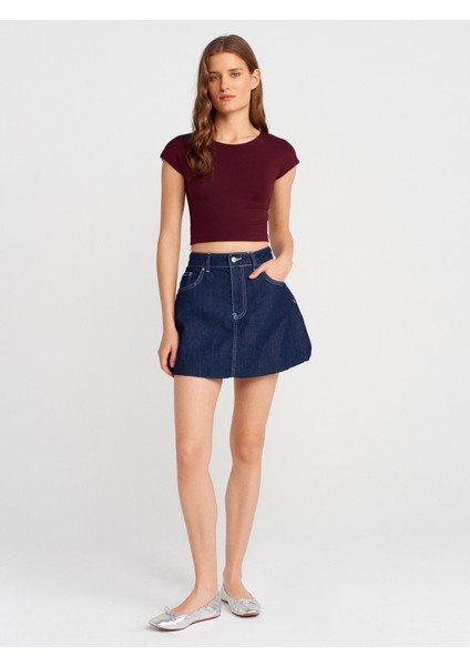 30528 Pamuk Ve Modal Karışımlı Crop Top-Siyah modelleri