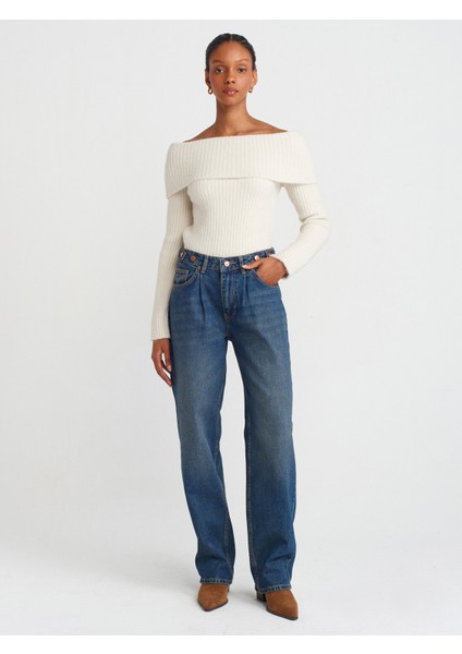 71761 Kemeri Apoletli Balon Denim Pantolon-Tint