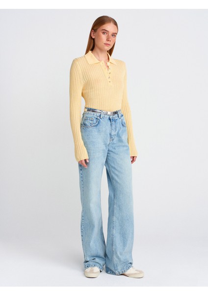 71777 Açık Kar Yıkama Wideleg Denim Pantolon-Tint