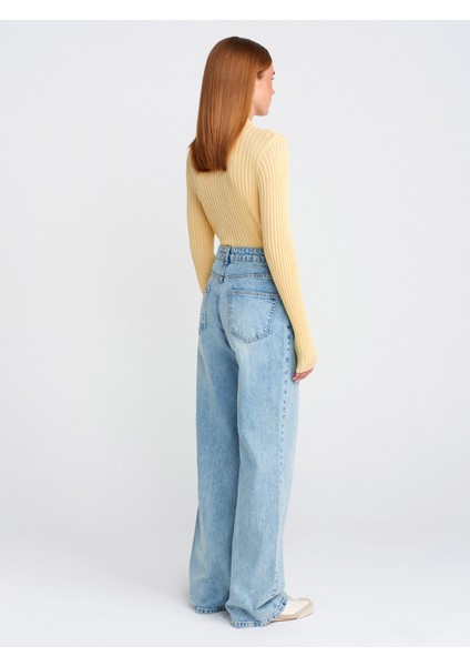 71777 Açık Kar Yıkama Wideleg Denim Pantolon-Tint fiyatları