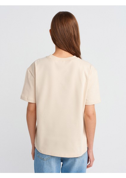 30312 Dekoratif Dikişli Bisiklet Yaka T-Shirt-Kahve