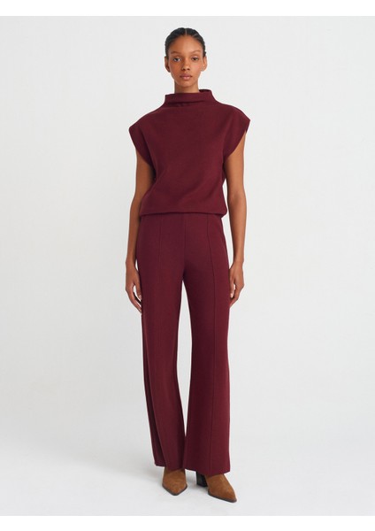 71819 Yüksek Bel Pantolon-Bordo