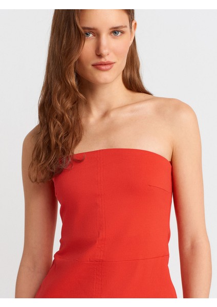 90758 Straplez Elbise-Kırmızı fırsatları