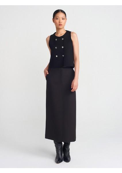 60292 Bisiklet Yaka Düğmeli Triko Yelek-Siyah fırsatları