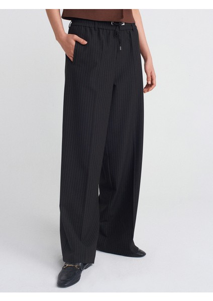 71592 Geniş Paça Yumuşak Pantolon-Siyah