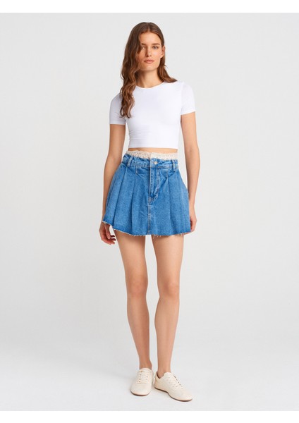 31175 Bisiklet Yaka Crop Top-Beyaz modelleri