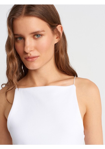 21020 Halter Yaka Top-Koyu Kahve