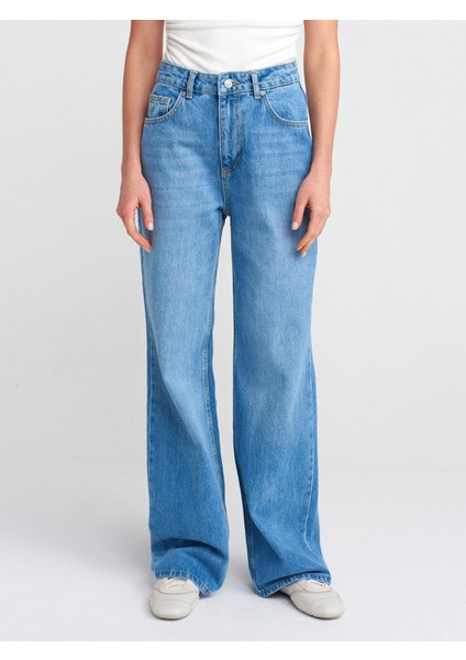 71774 Kalın Kumaş Straight Denim Pantolon-Mavi modelleri