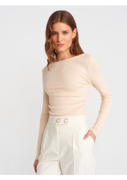 31401 Büzgülü Kayık Yaka Top-Taş modelleri