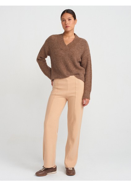 71819 Yüksek Bel Pantolon-Bordo