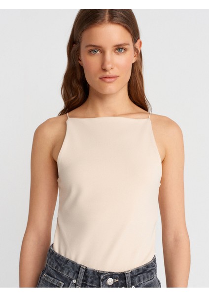 21020 Halter Yaka Top-Koyu Kahve