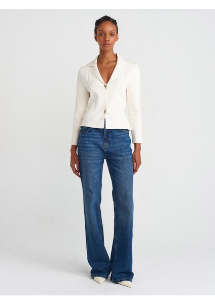 71748 Koyu Renk Straight Denim Pantolon-Lacivert