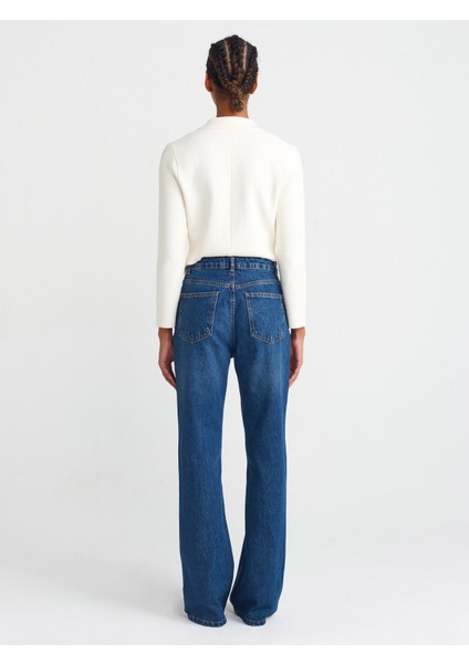 71748 Koyu Renk Straight Denim Pantolon-Lacivert fiyatları