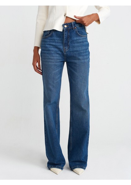 71748 Koyu Renk Straight Denim Pantolon-Lacivert modelleri