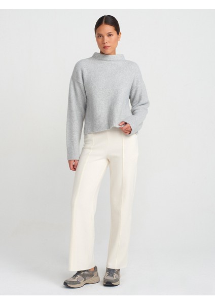 71819 Yüksek Bel Pantolon-Bordo