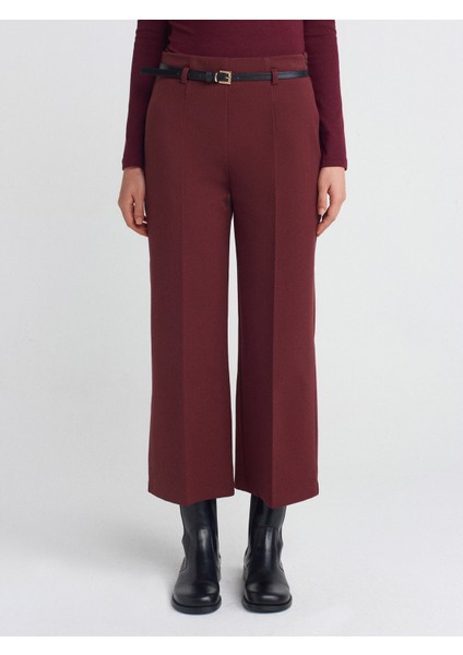71596 Kemerli Culotte Pantolon-Bordo modelleri