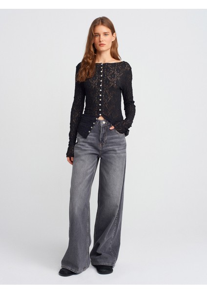71789 Oversize Denim Pantolon-Antrasit