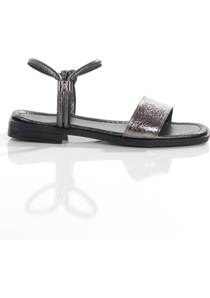 MİA028-3011 Deri Kadın Günlük Konforlu Platin Tatil Sandalet indirimleri