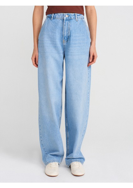 71795 Taşlanmış Balon Denim Pantolon-Mavi modelleri