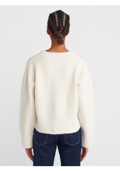 10645 V Yaka Yumuşak Dokulu Triko Kazak-Füme M. fiyatları