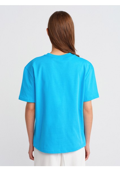 30312 Dekoratif Dikişli Bisiklet Yaka T-Shirt-Kahve