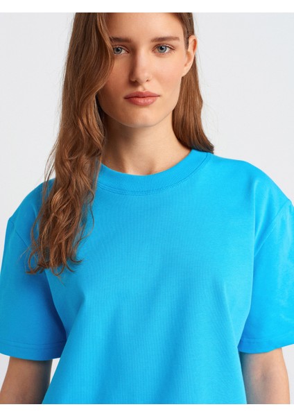 30312 Dekoratif Dikişli Bisiklet Yaka T-Shirt-Kahve