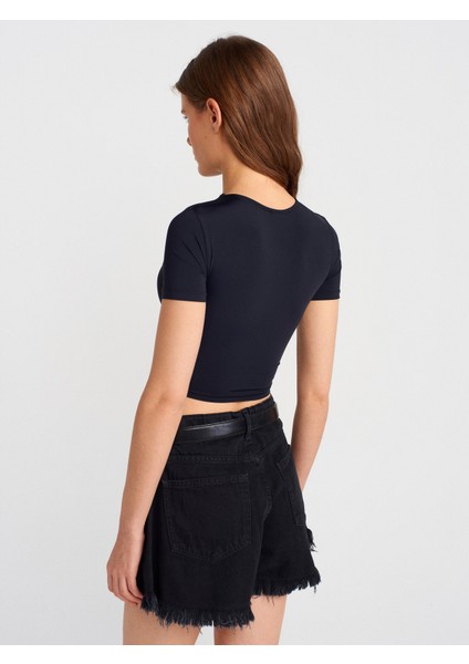31175 Bisiklet Yaka Crop Top-Beyaz fiyatları