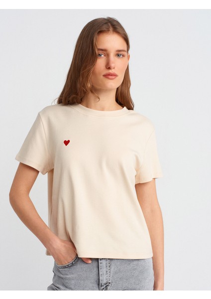 30584 Bisiklet Yaka Pamuklu T-Shirt-Bebe Mavi