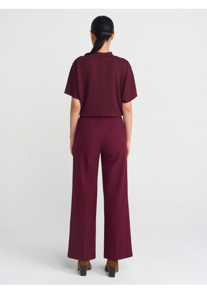 71598 Uzun Dökümlü Şık Pantolon-Bordo fiyatları