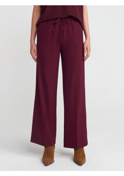 71598 Uzun Dökümlü Şık Pantolon-Bordo modelleri