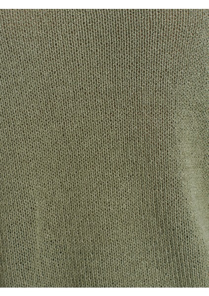 10706 Oval Yaka Yumuşak Dokulu Triko Kazak-Açık Haki fırsatları