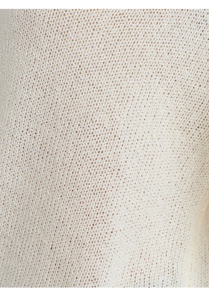 10706 Oval Yaka Yumuşak Dokulu Triko Kazak-Ekru fırsatları