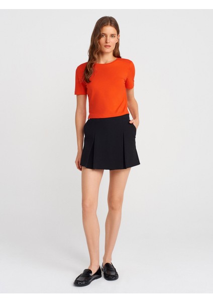 31655 Bisiklet Yaka Crop Top-Kırmızı modelleri