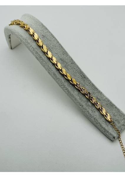Desenli Arpa Çelik Bileklik (Gold) Blk 21183