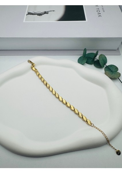 Desenli Arpa Çelik Bileklik (Gold) Blk 21183 fiyatları