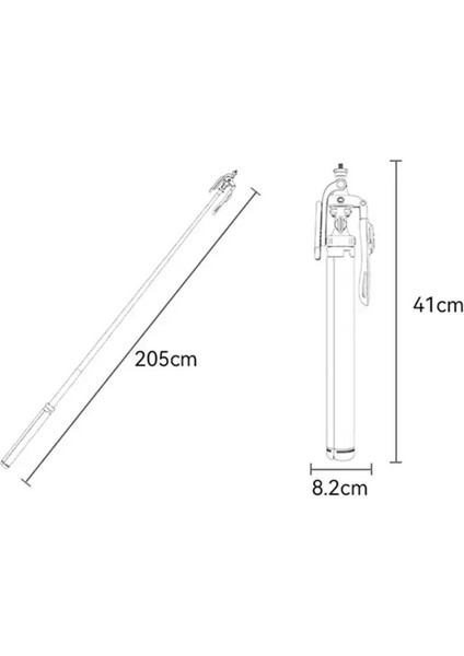 Kumandalı Ayarlanabilir Çok Fonksiyonlu Selfie Çubuğu 2 mt Uzayabilen Teleskobik Tripod
