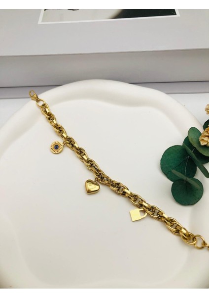 Kalpli Çelik Bileklik (Gold) Blk 245