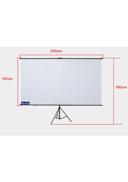 221X124 cm Mat Beyaz-Siyah Tripod Ayaklı Taşınabilir ve Duvar Kullanımlı Projeksiyon Perdesi modelleri