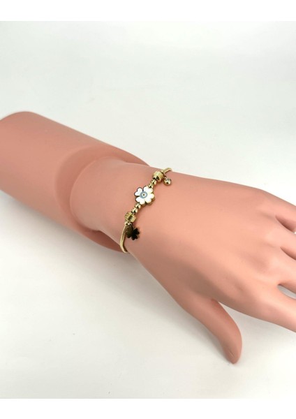 Yonca Detaylı Çelik Pandora Bileklik (Gold) Blk 211195