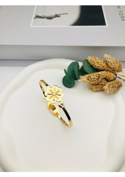 Yonca Detaylı Çelik Kelepçe (GOLD)2179