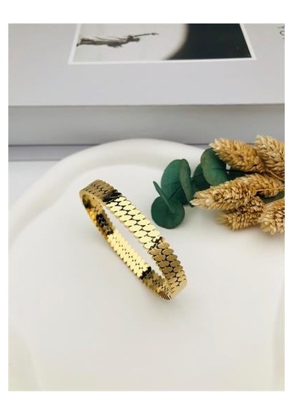 Arpa Detaylı Çelik Kelepçe (GOLD)2171