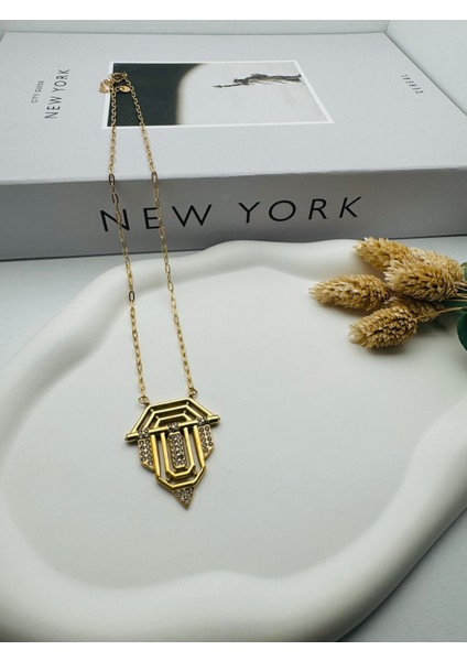 Serenay Büyük Boy Çelik Kolye (Gold) 0106327