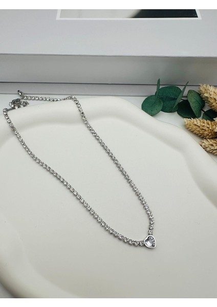 Kalpli Su Yolu Çelik Kolye (Gümüş) 0106325-1