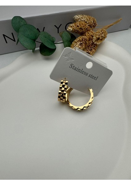 Rolex Çelik Küpe (Gold) KP460-01